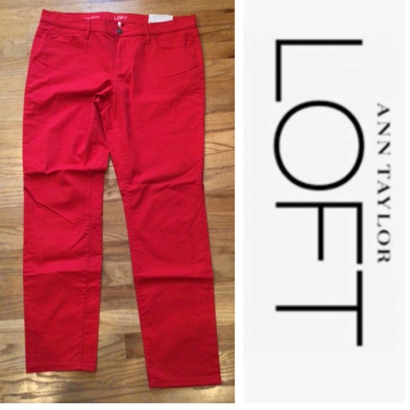 LOFT Denim - NWT Loft Bright Red Denim modern skinny size 14